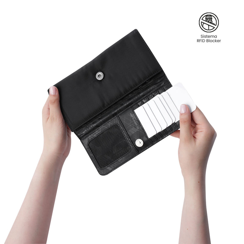 Billetera para Mujer Adelaide 2 con RFID Blocker Negra