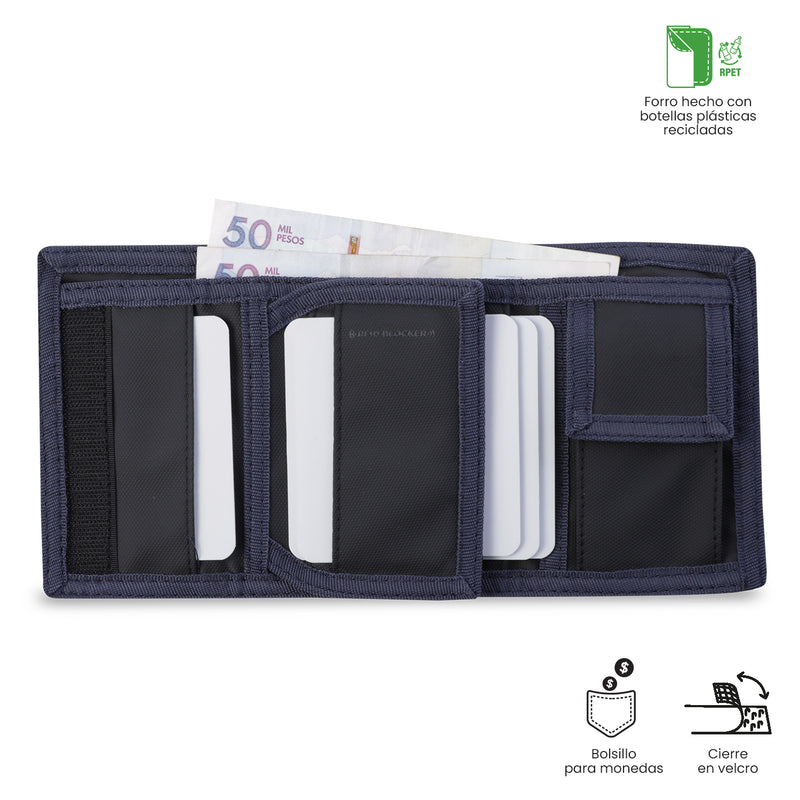 Billetera para Hombre Contrast Can con RFID Blocker Azul