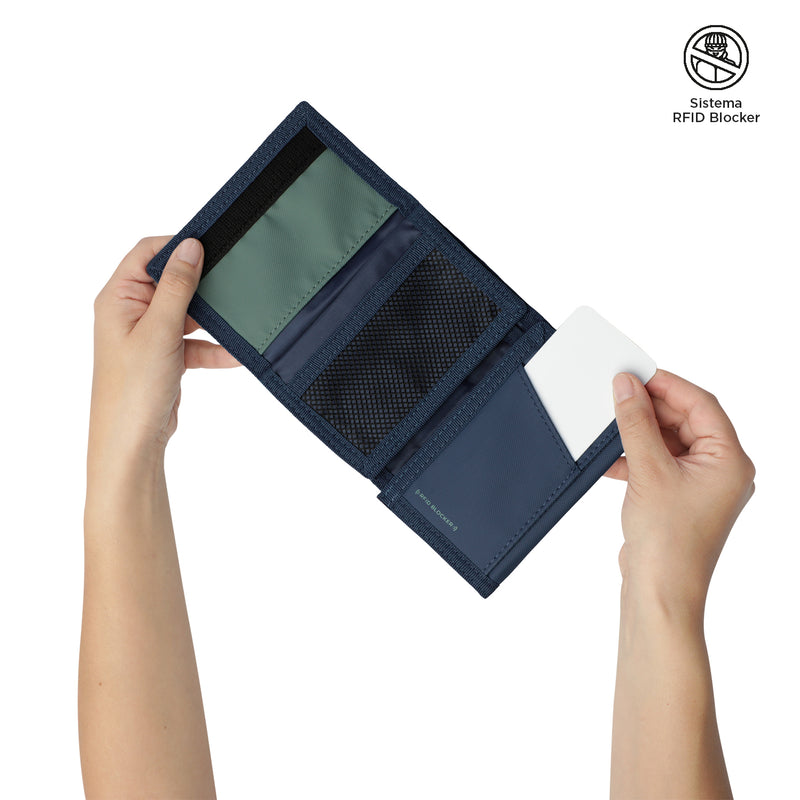 Billetera Contrast Bak con RFID Blocker Azul