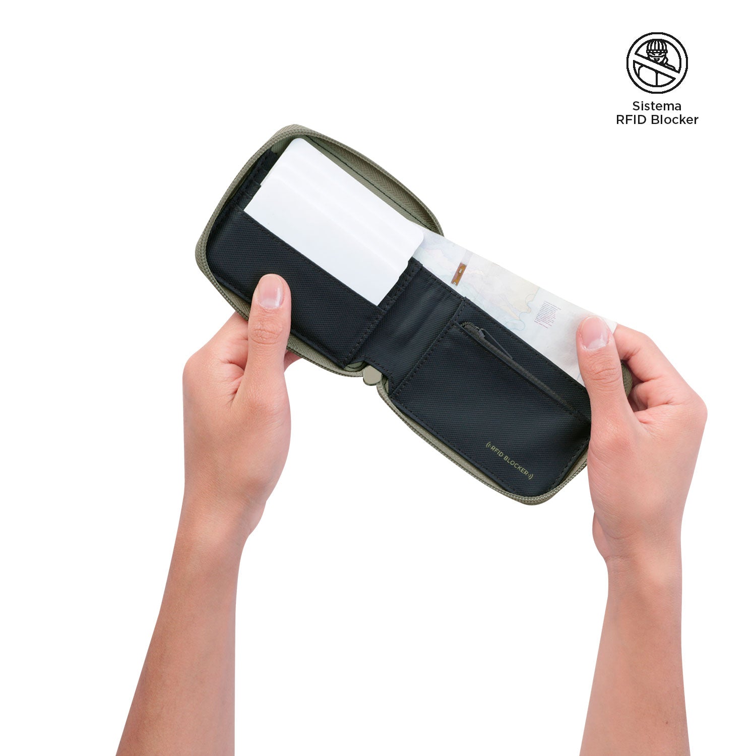 Billetera Contrast Mad Con RFID Blocker Terreo/Azul Hombre