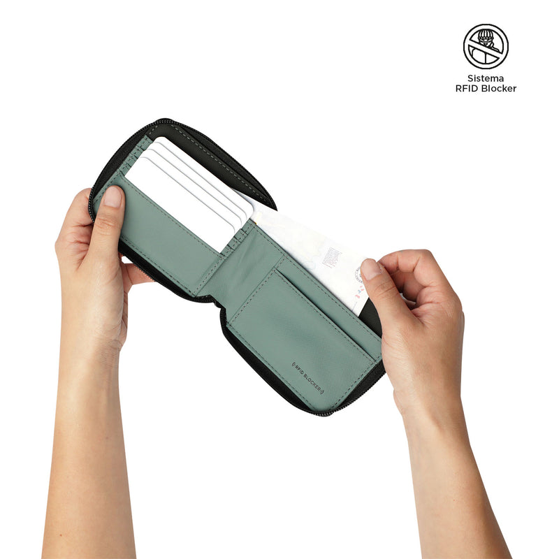 Billetera Contrast Mad 2.0 con RFID Blocker Negra/Verde
