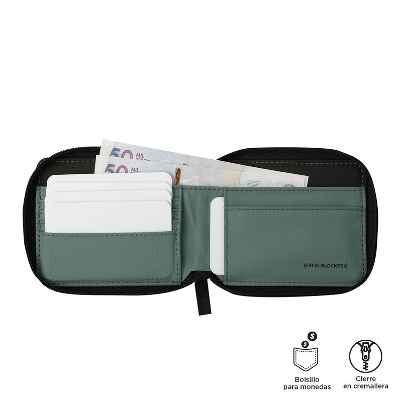 Billetera Contrast Mad 2.0 con RFID Blocker Negra/Verde