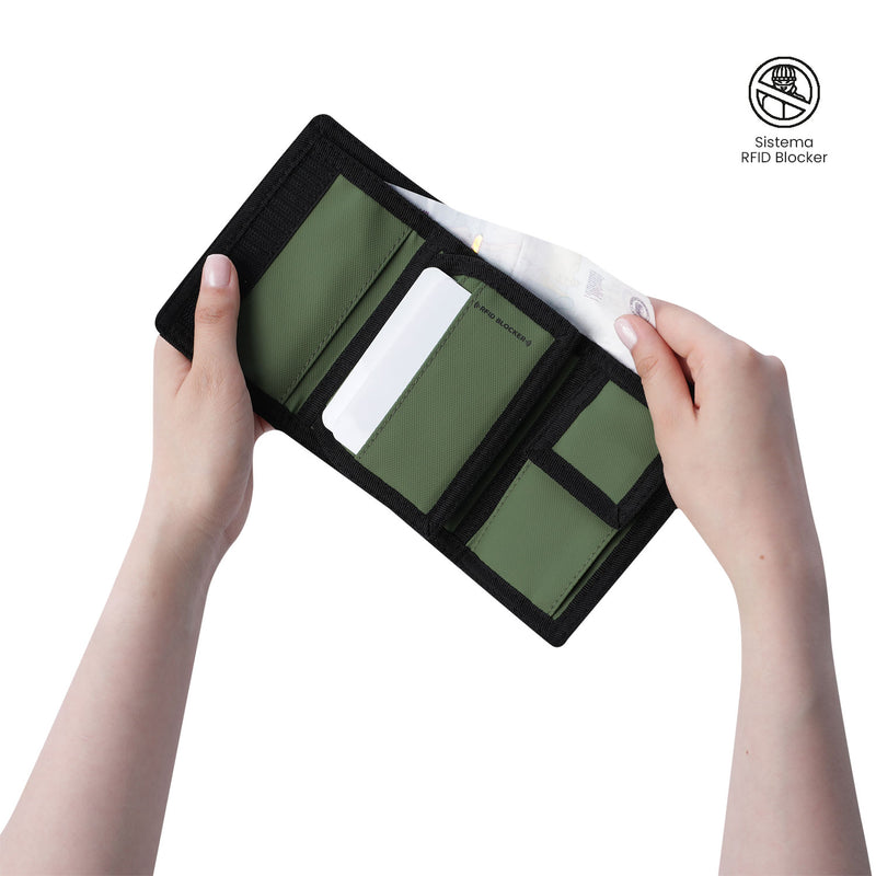 Billetera para Hombre Contrast Chain con RFID Blocker Negra