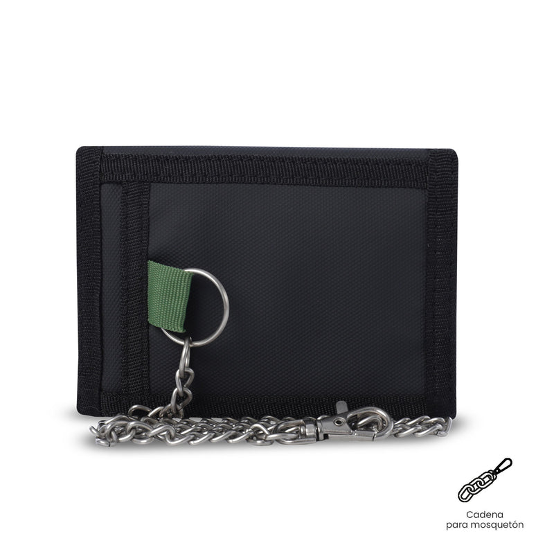 Billetera para Hombre Contrast Chain con RFID Blocker Negra