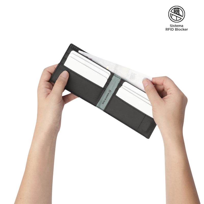 Billetera Dual Pequeña con RFID Blocker Negra