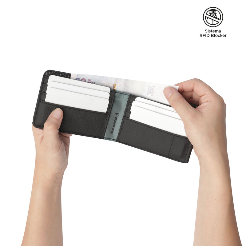Billetera Dual Grande con RFID Blocker Negra