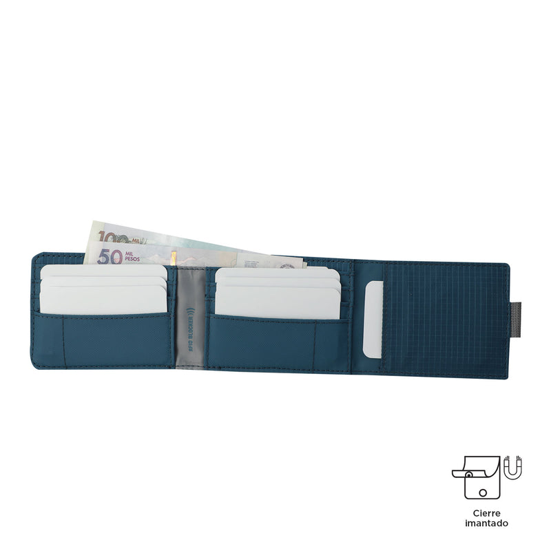 Billetera Dual Grande con RFID Blocker Azul