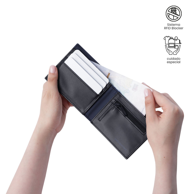 Billetera para Hombre Halvo con RFID Blocker Azul