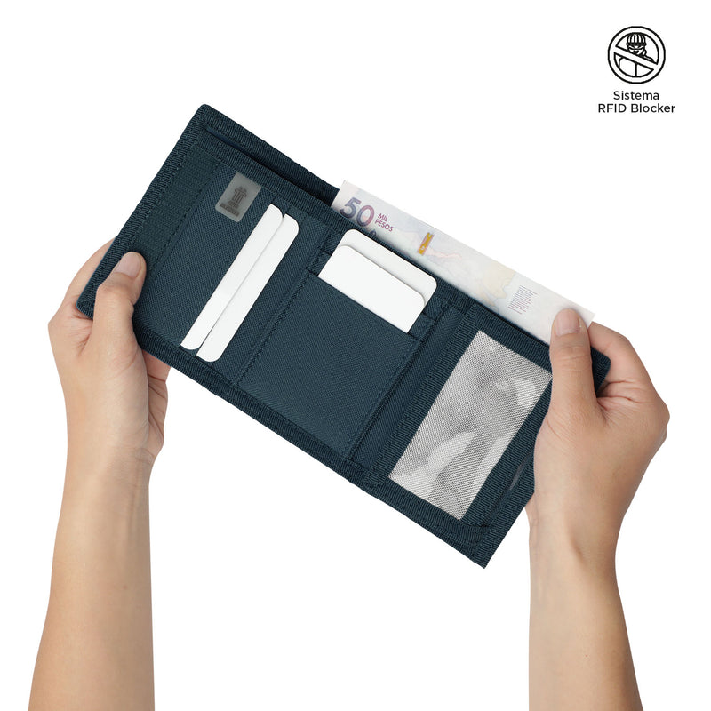 Billetera Bacalao con RFID Blocker Azul