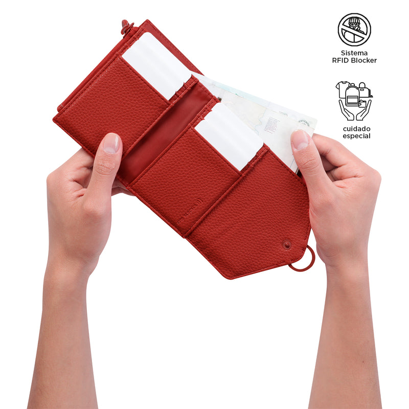 Billetera Soft Ney Con RFID Blocker Roja Mujer