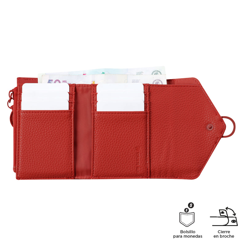 Billetera Soft Ney Con RFID Blocker Roja Mujer