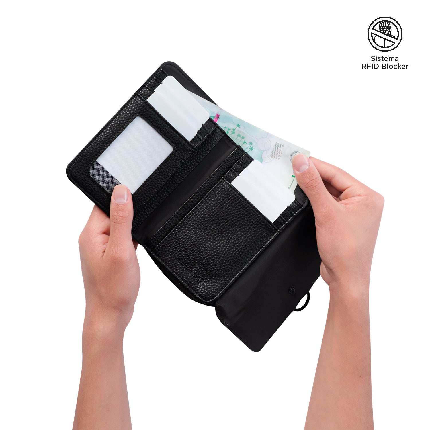 Billetera Soft Cri Con RFID Blocker Negra Mujer