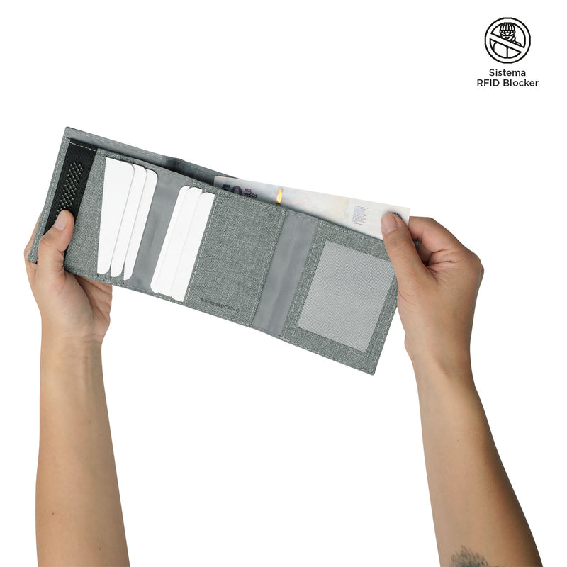 Billetera Riva Aq con RFID Blocker Gris