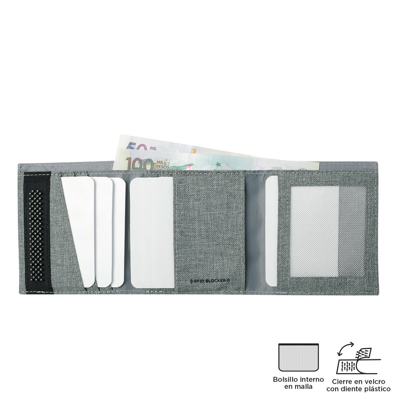 Billetera Riva Aq con RFID Blocker Gris