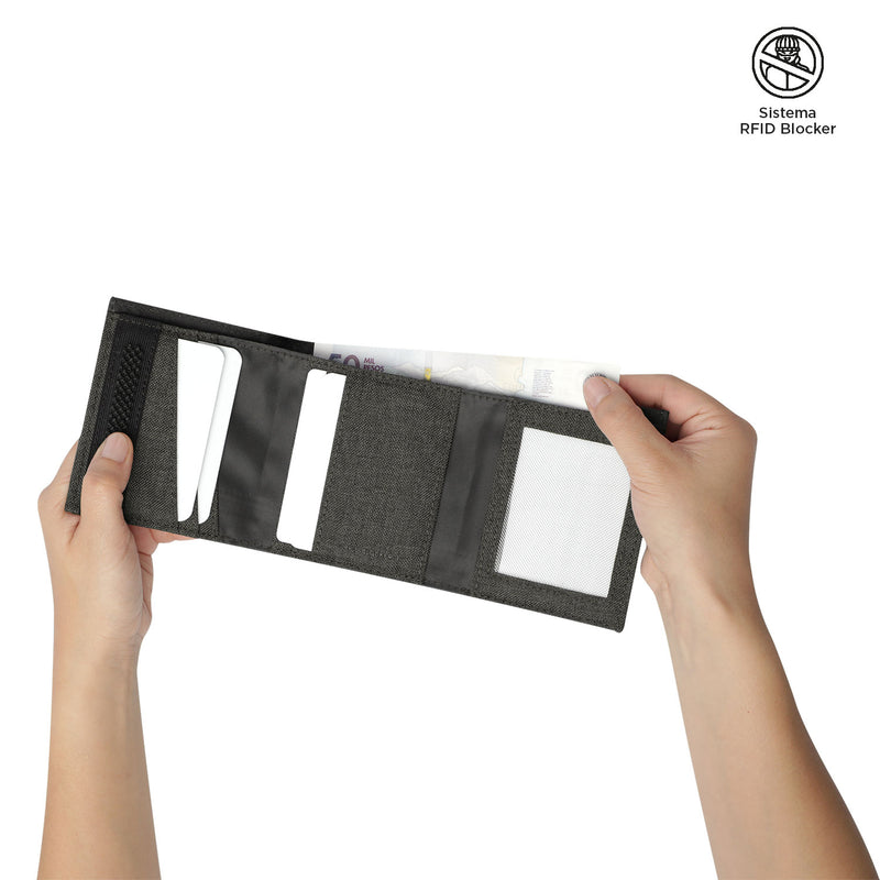 Billetera Riva Aq con RFID Blocker Café
