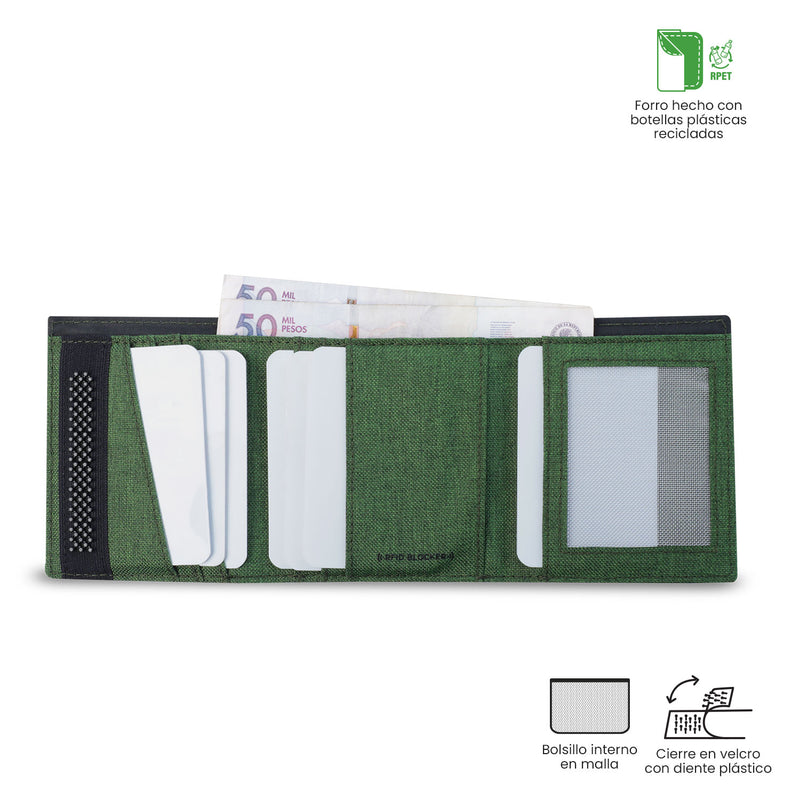 Billetera para Hombre Riva Aq con RFID Blocker Verde