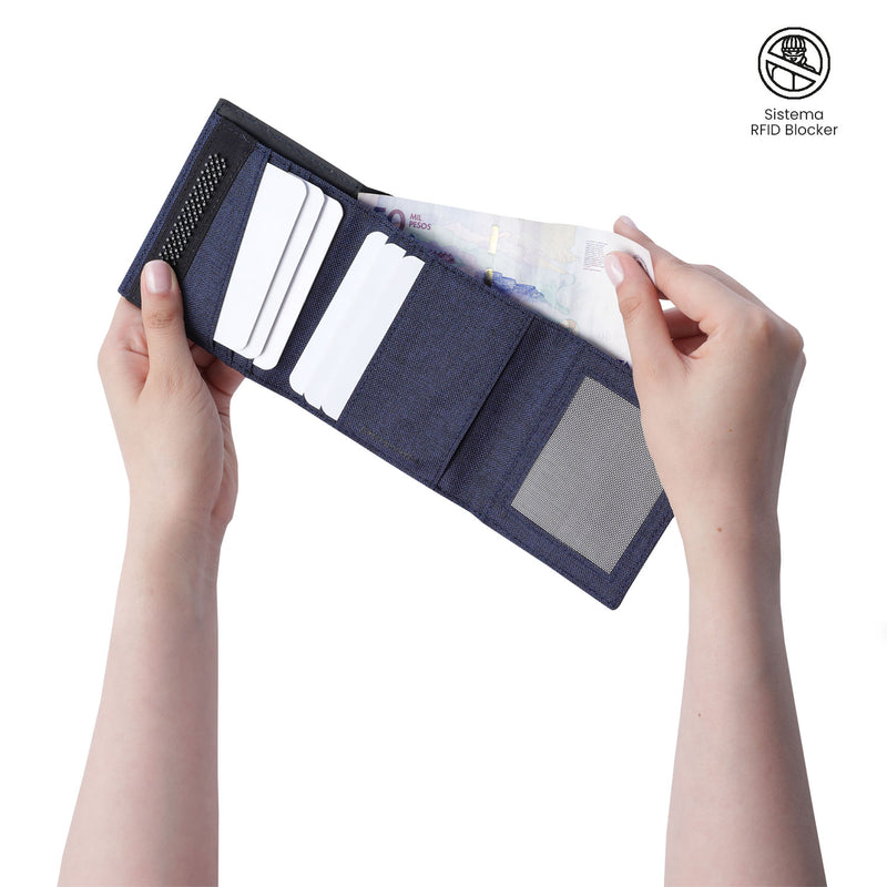 Billetera para Hombre Riva Aq con RFID Blocker Azul