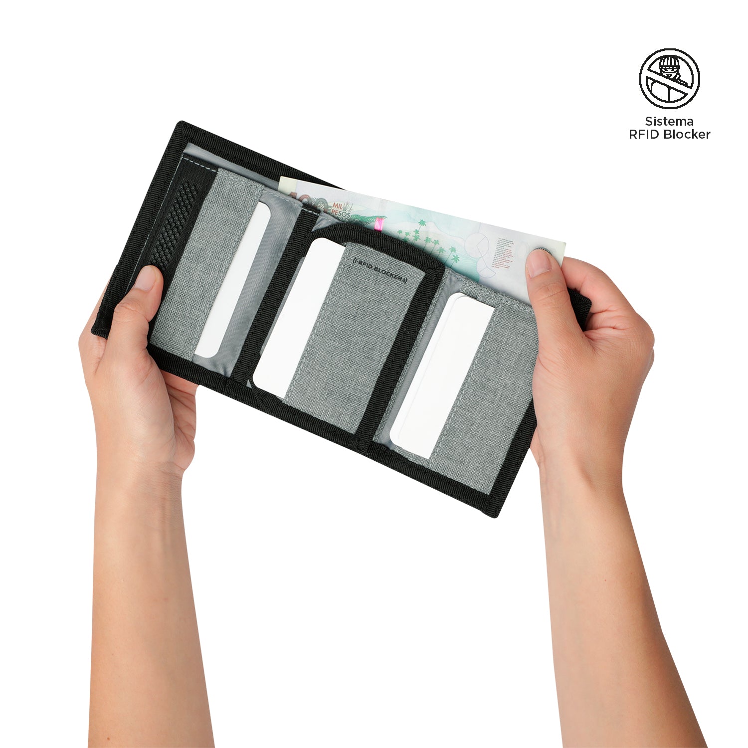 Billetera Riva Mee con RFID Blocker Gris