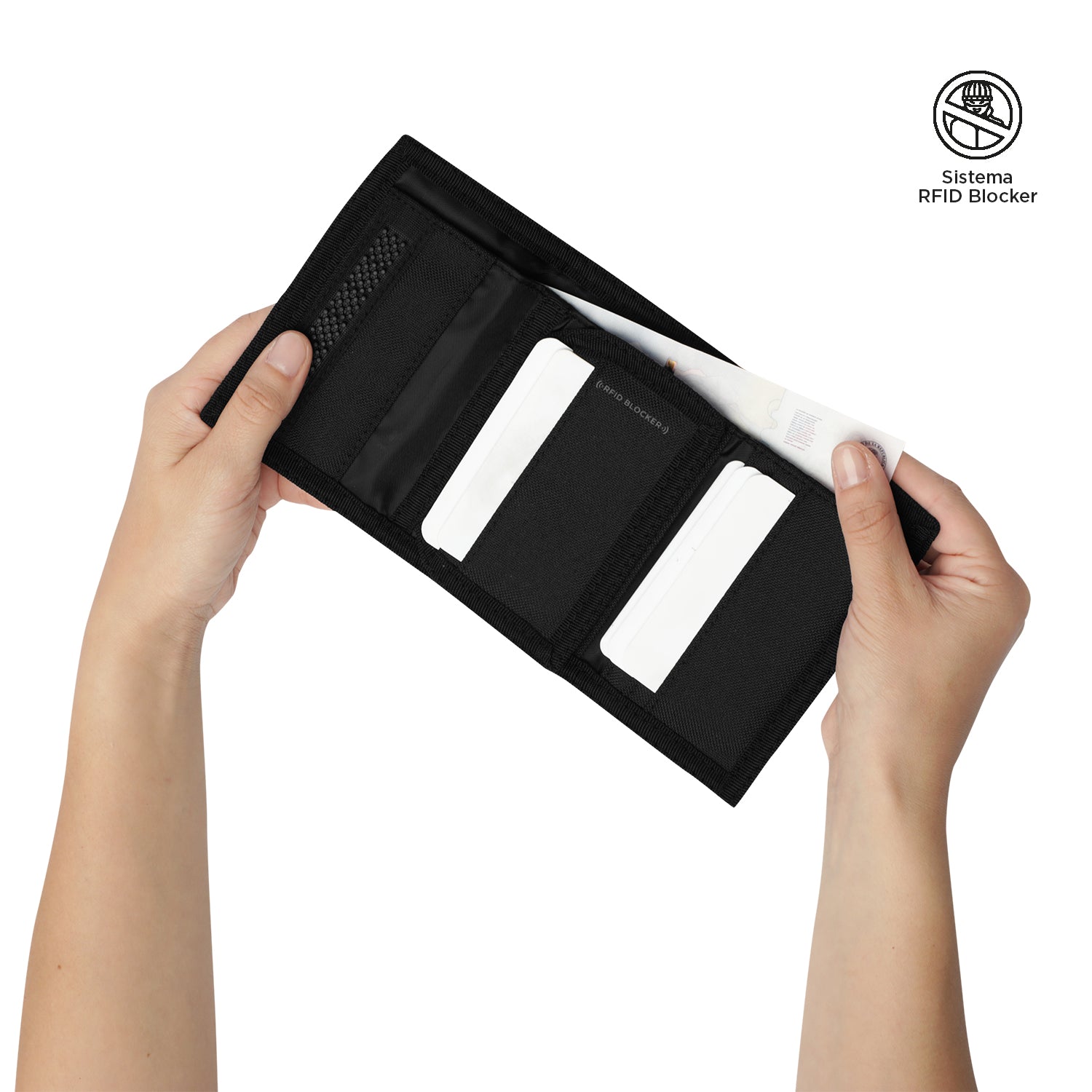 Billetera Riva Mee con RFID Blocker Negra