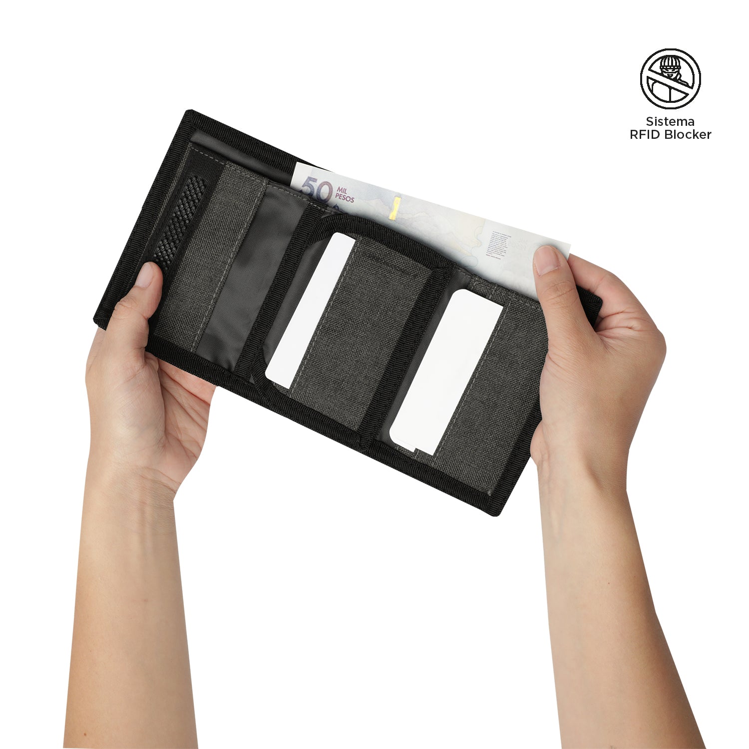 Billetera Riva Mee con RFID Blocker Café