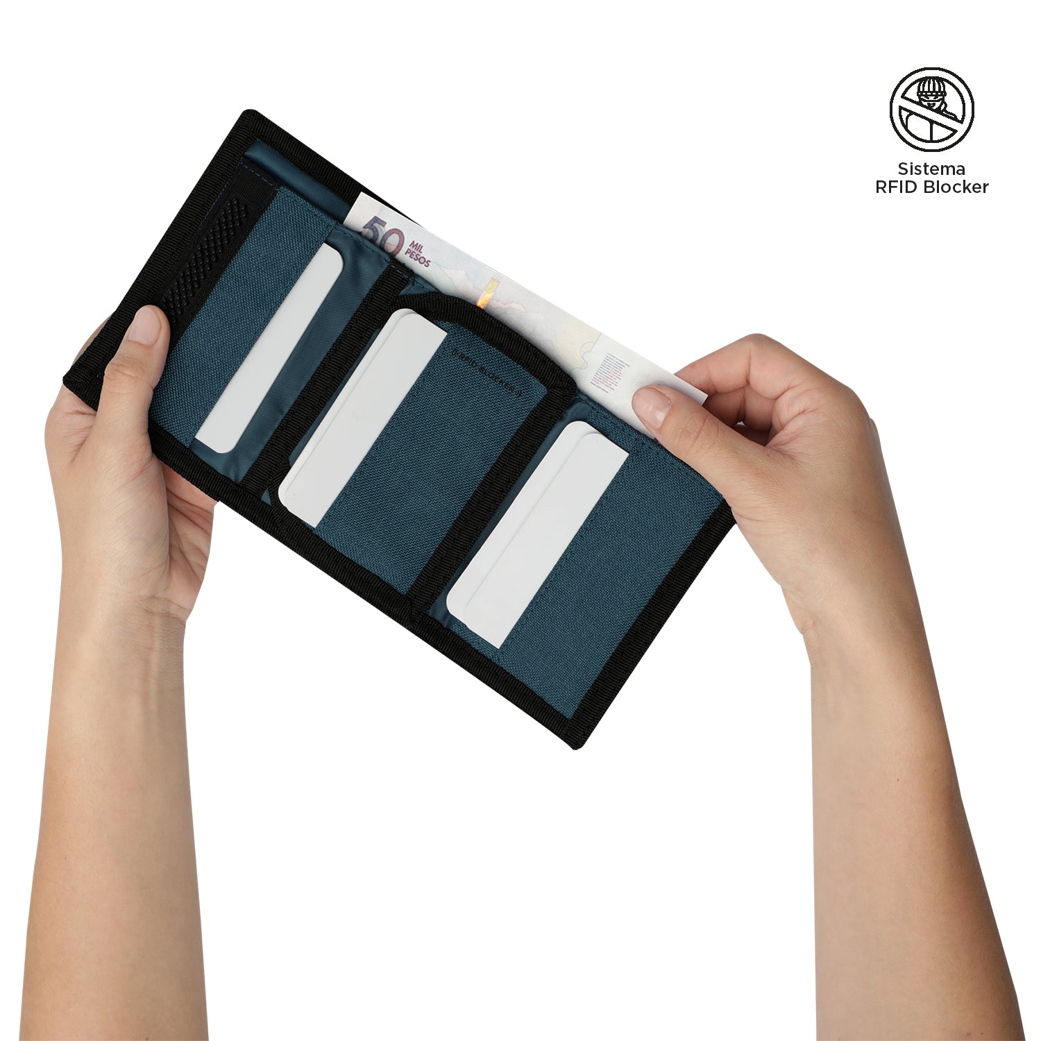 Billetera Riva Mee con RFID Blocker Azul