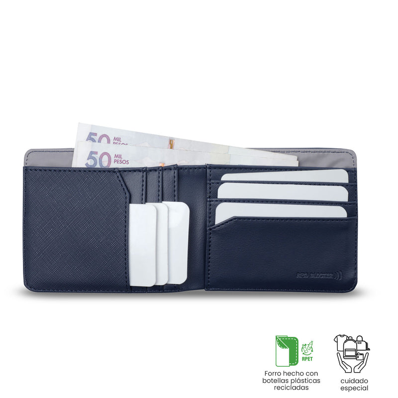 Billetera para Hombre Saffiano Kri con RFID Blocker Azul