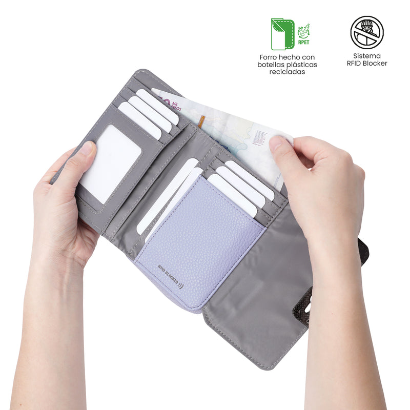 Billetera para Mujer Smooth Cri con RFID Blocker Morada