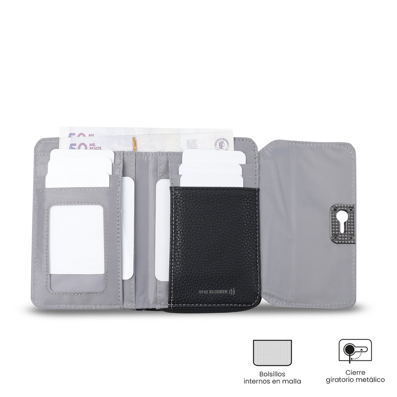 Billetera para Mujer Smooth Cri con RFID Blocker Negra