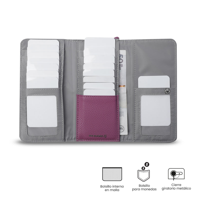 Billetera para Mujer Smooth Sub con RFID Blocker Rosada