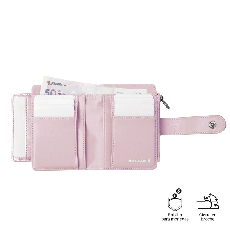 Billetera Style Dull con RFID Blocker Rosada