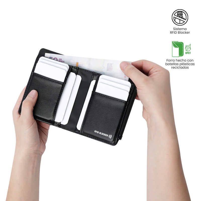 Billetera para Mujer Style Dull con RFID Blocker Negra