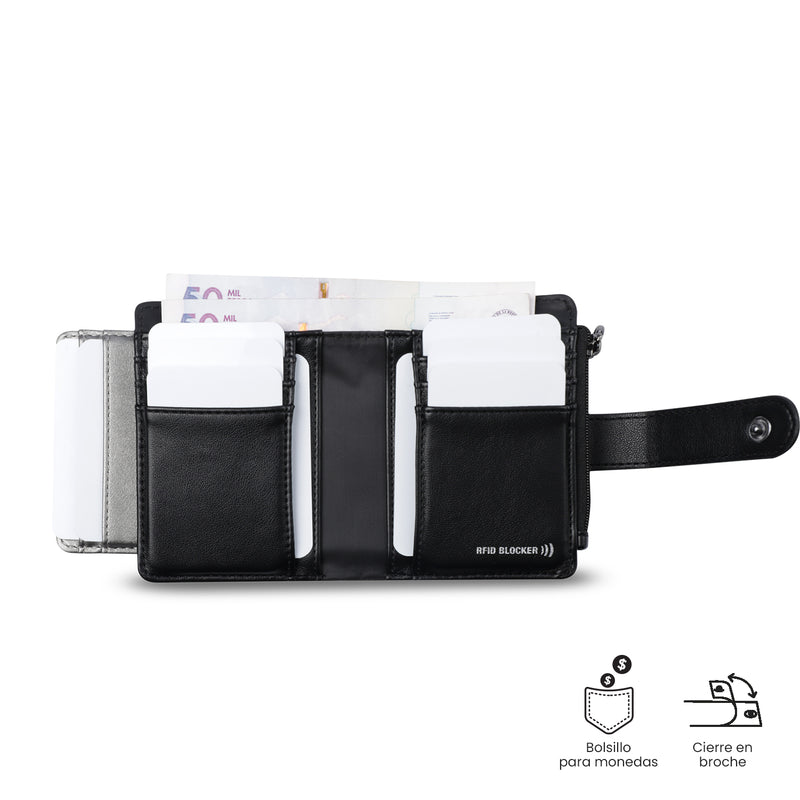 Billetera para Mujer Style Dull con RFID Blocker Negra