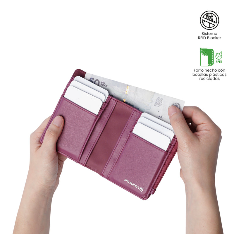 Billetera para Mujer Style Dull con RFID Blocker Rosada