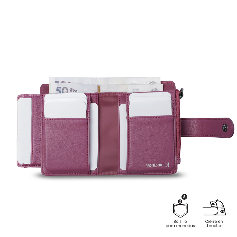 Billetera para Mujer Style Dull con RFID Blocker Rosada