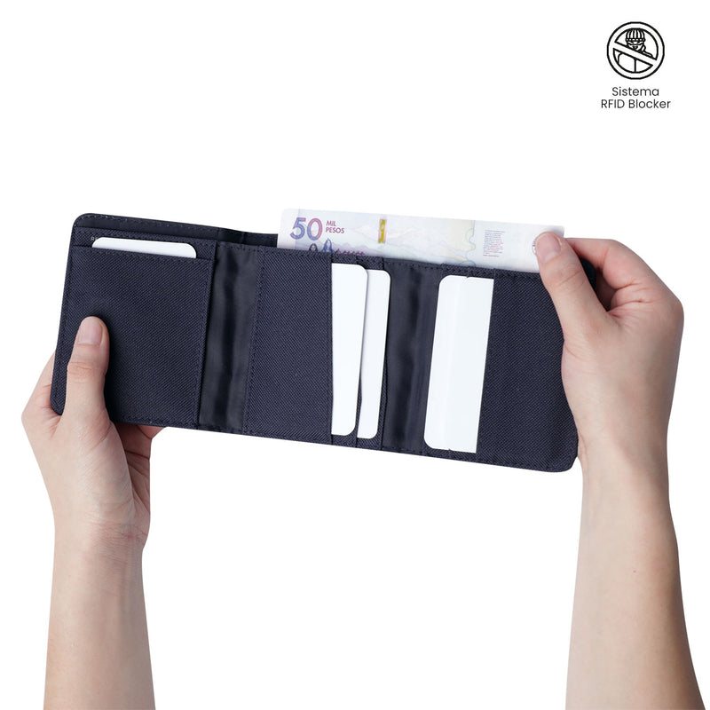 Billetera para Hombre Wood Grande con RFID Blocker Azul