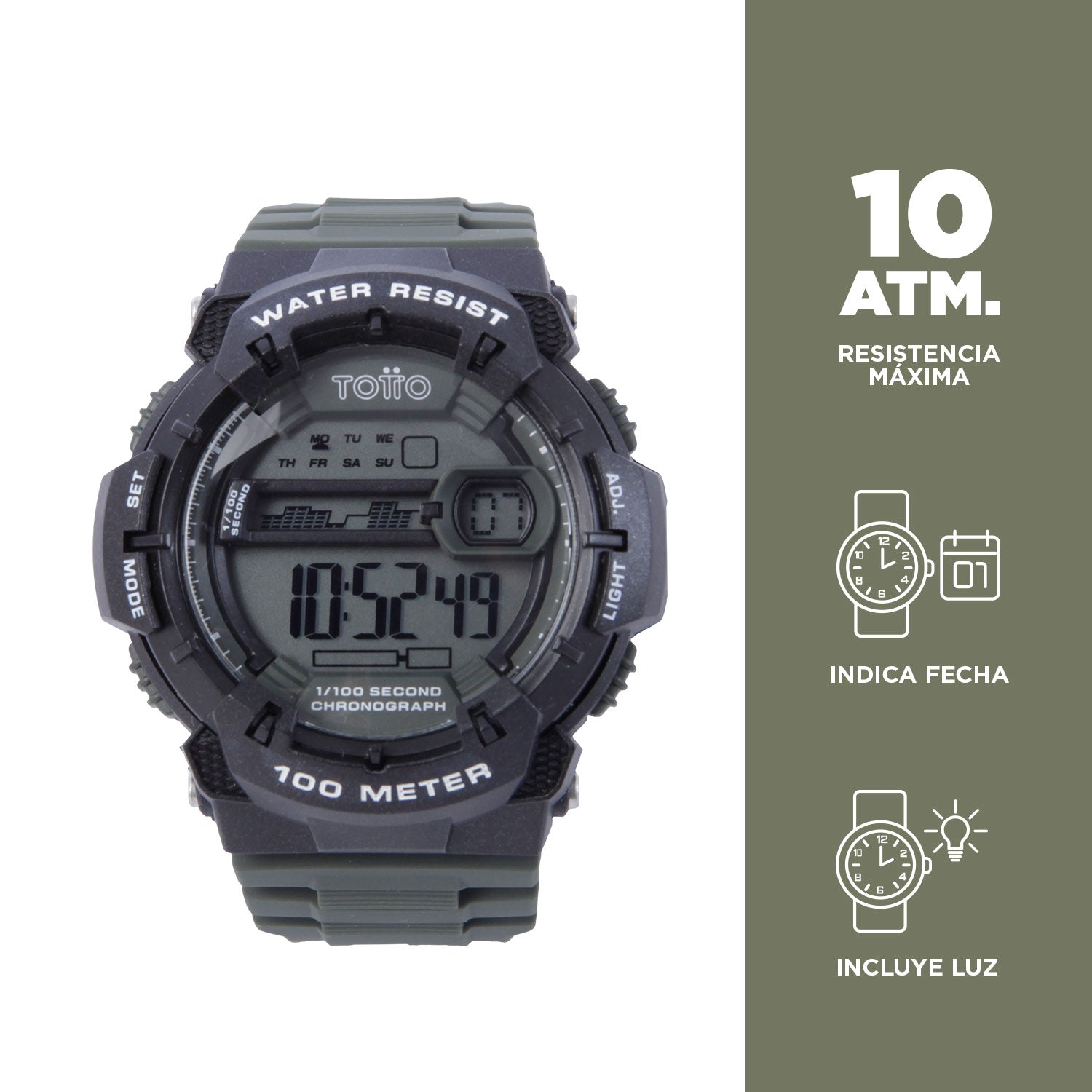 Reloj Digital 10 Atm Ckey - Reloj Digital Ckey Color: Verde