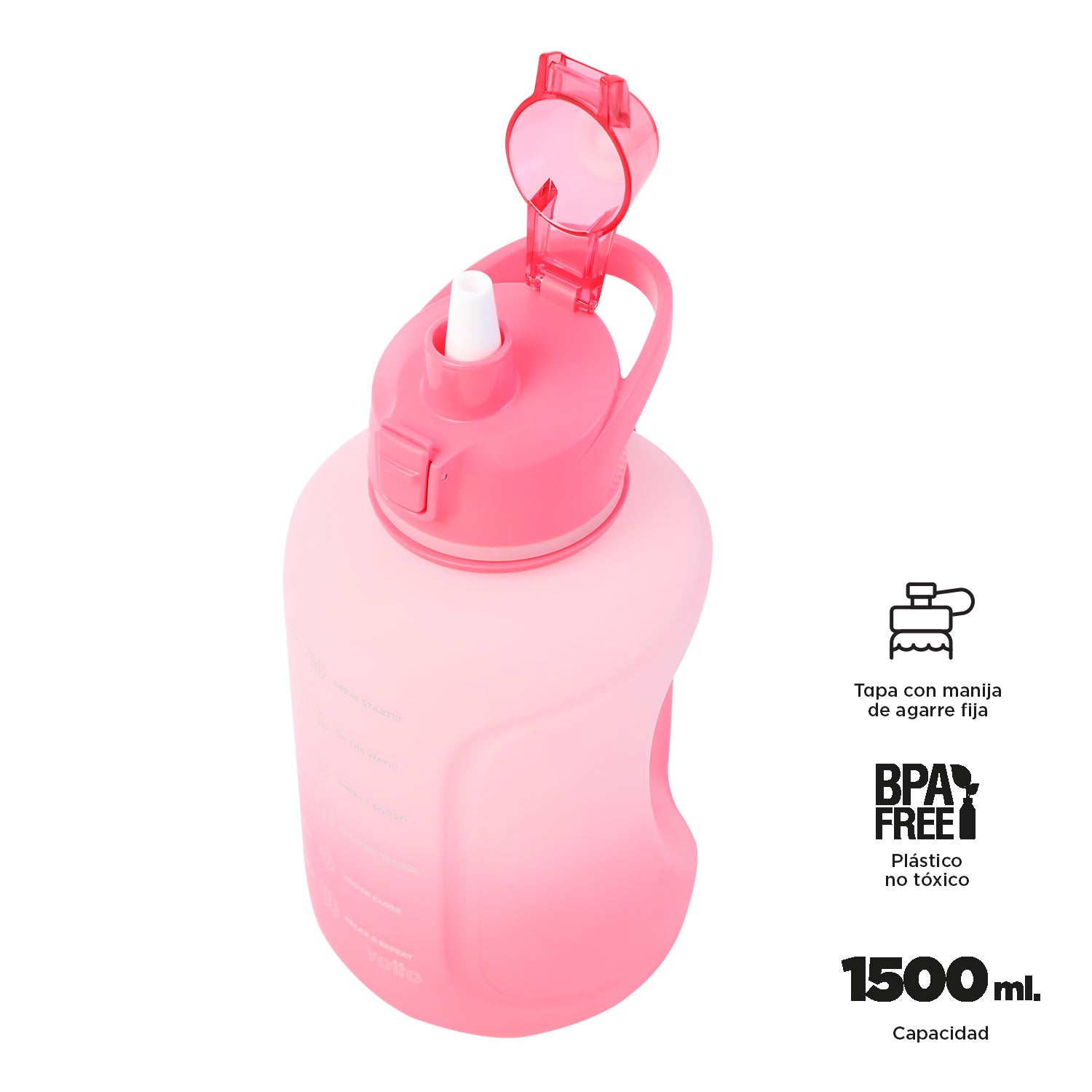 Botellón plástico motivacion grande rosado