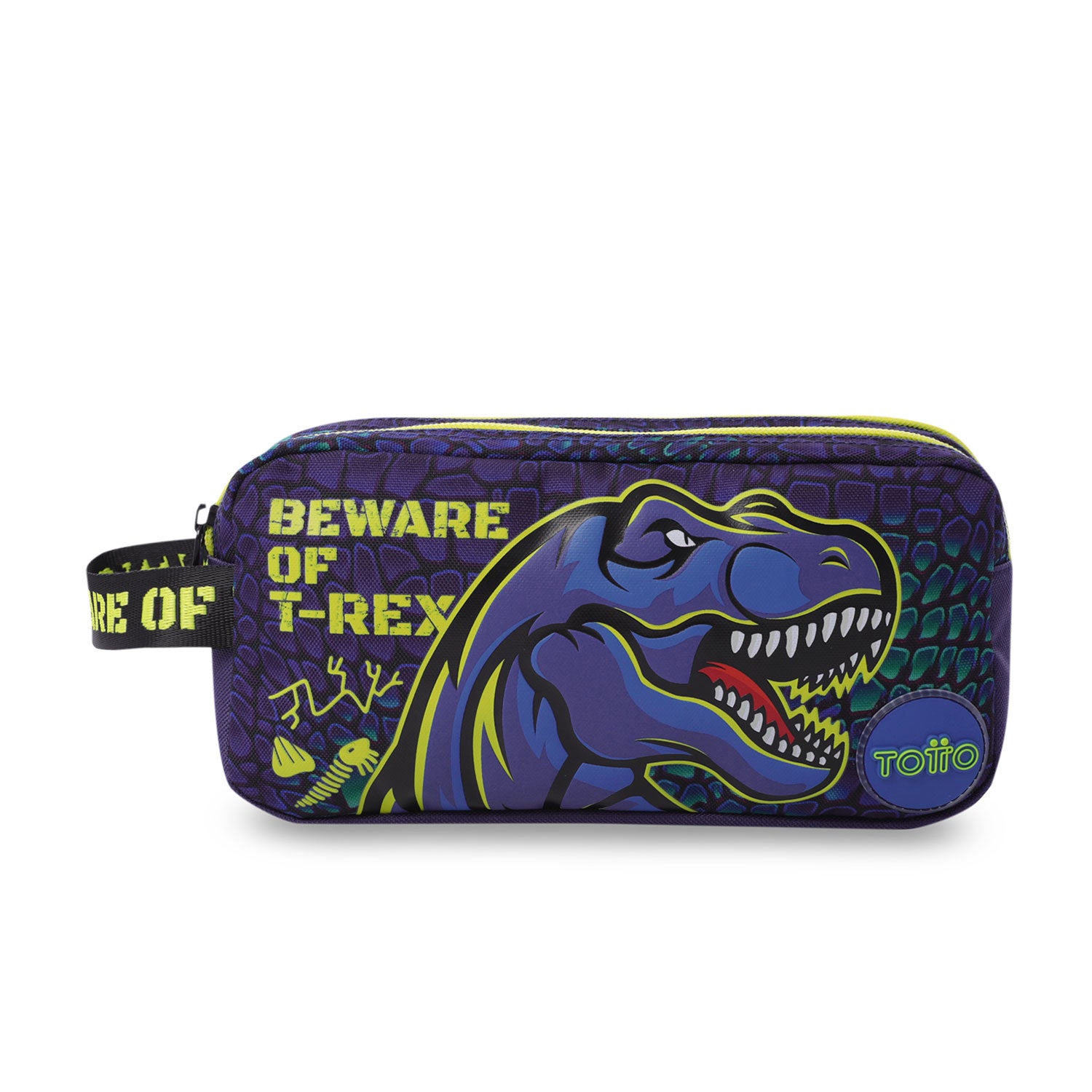 Cartuchera Escolar Grande para Niño 2 Cuerpos Dino Rock Azul