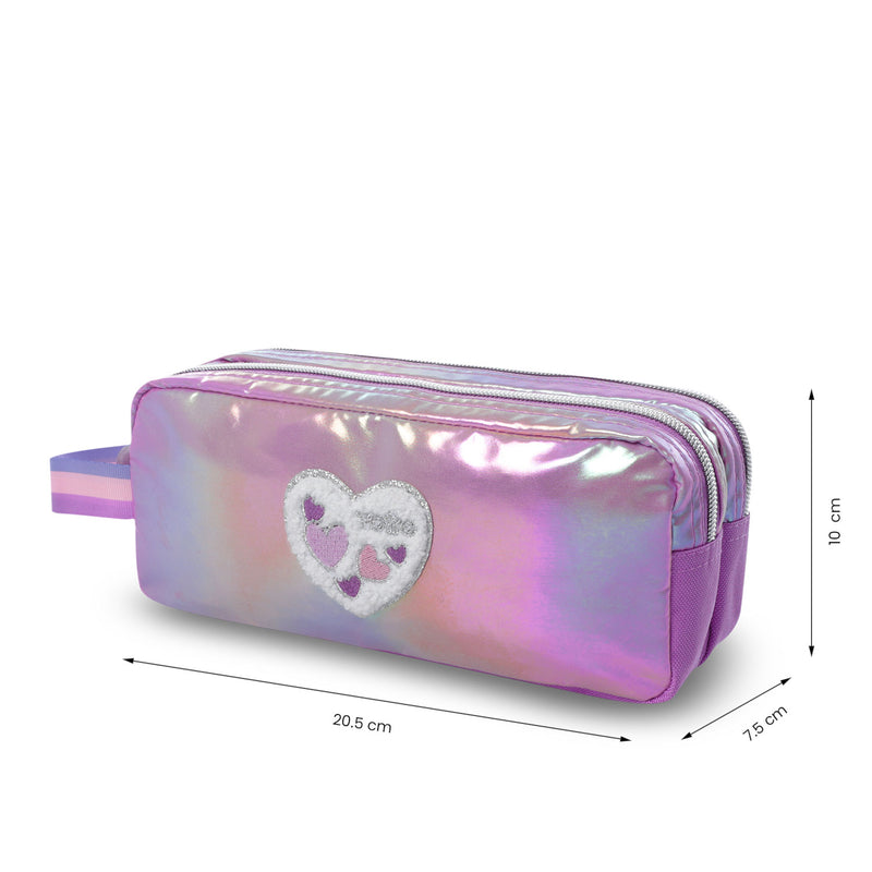 Cartuchera Escolar Grande para Niña 2 Cuerpos Glowy Morada