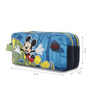 Cartuchera Escolar Grande para Niño 2 Cuerpos Mickey Azul
