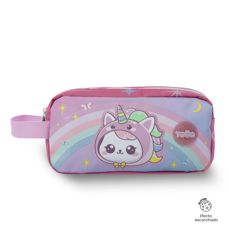 Cartuchera Escolar Grande para Niña 2 Cuerpos Magic Spark Rosada