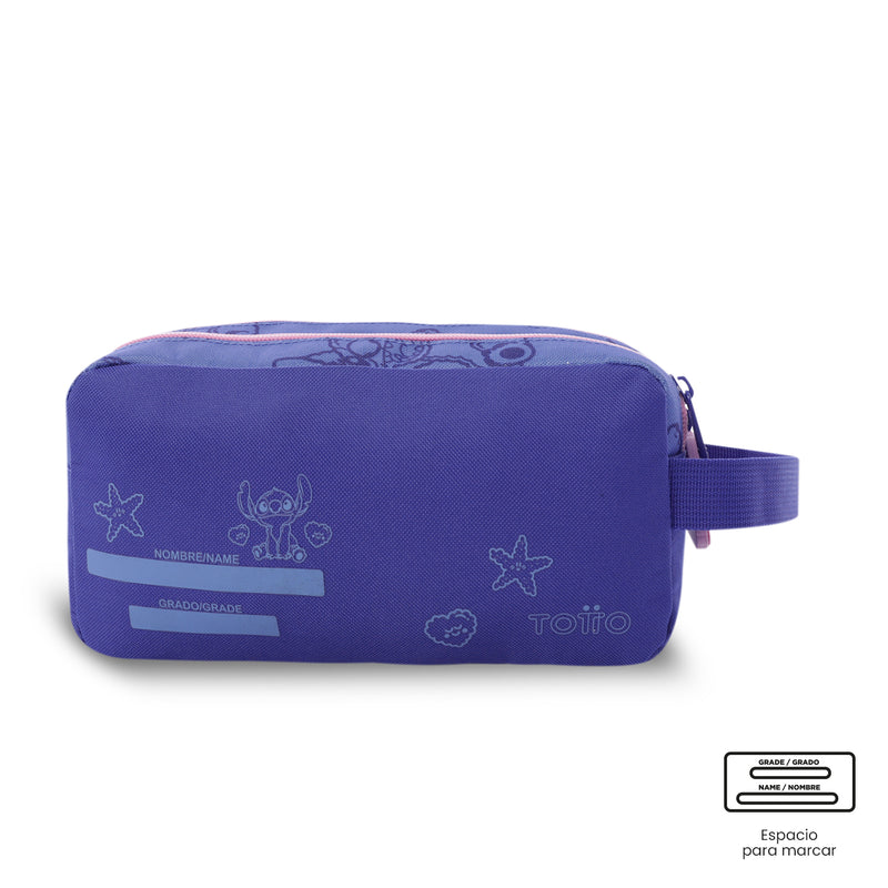 Cartuchera Escolar Grande para Niña 2 Cuerpos Stitch On The Beach Azul