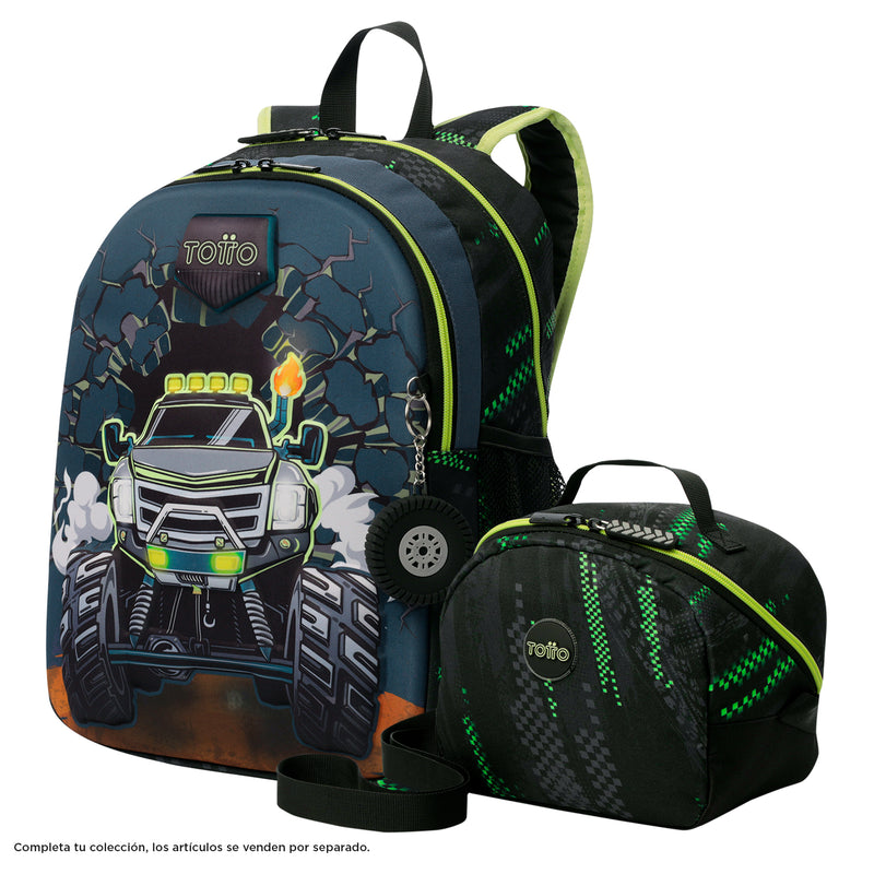 Lonchera Térmica para Niño Monster Race Mediana Negra