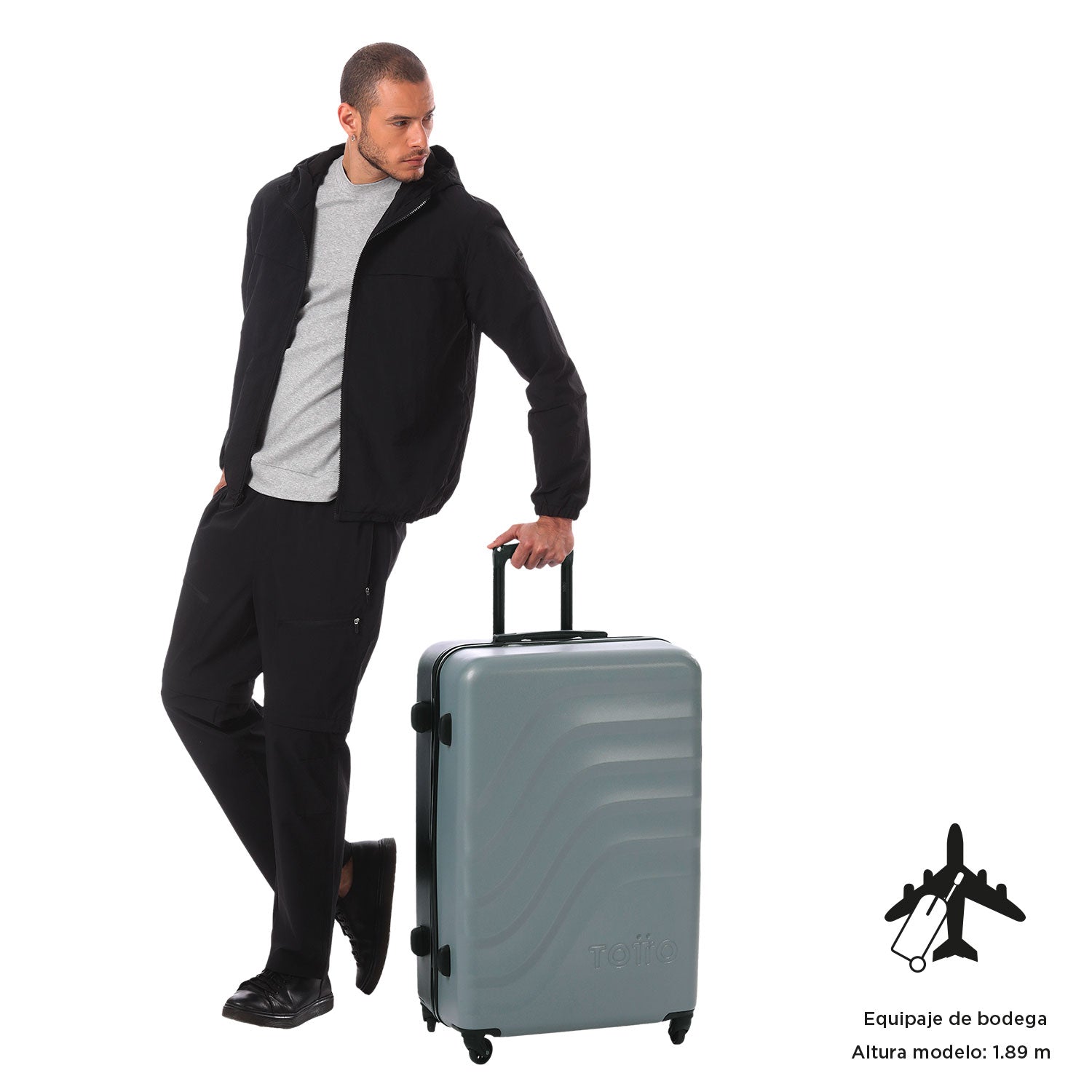 Maleta de Viaje Grande 360 Bazy Bodega Gris
