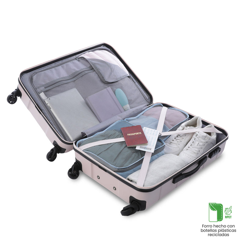 Maleta de Viaje Mediana 360 Rayatta Rosada