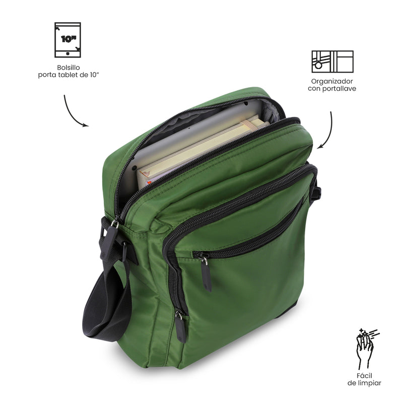 Bolso para Hombre Porta Tableta 10" Crossbody Bayonne Verde