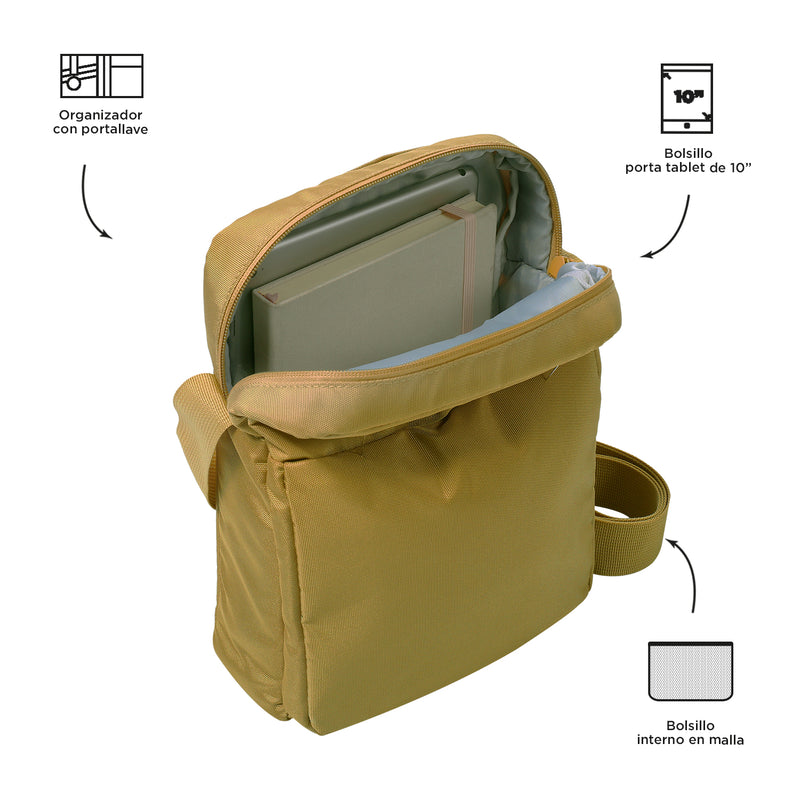 Bolso Hombre Porta Pc 10" Wyvi Amarillo