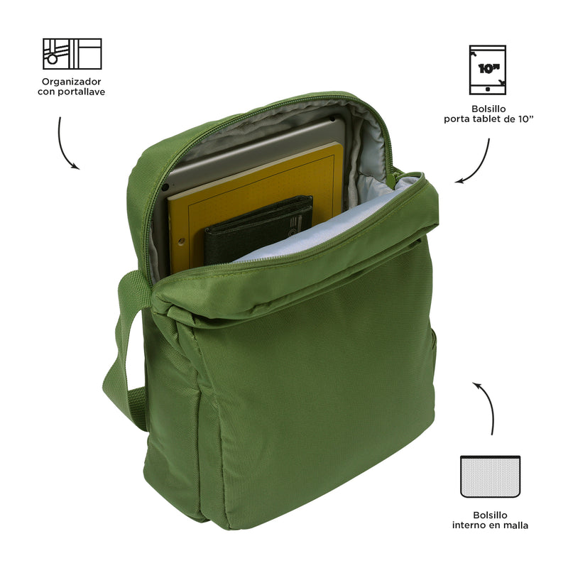 Bolso Hombre Porta Pc 10" Wyvi Verde