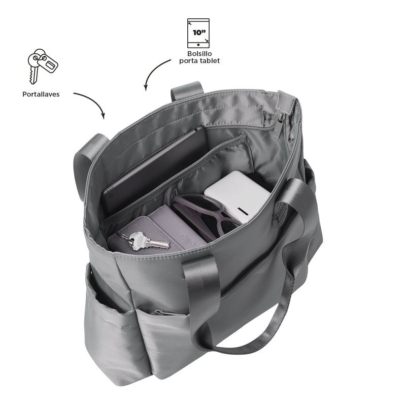 Shopping Bag para Mujer Sue Porta Tablet 10" Gris