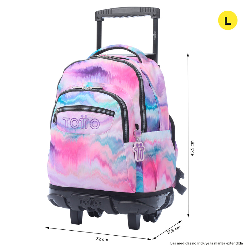 Mochila de Ruedas para Niña Porta PC 15.4" Renglon Glitter Rosado